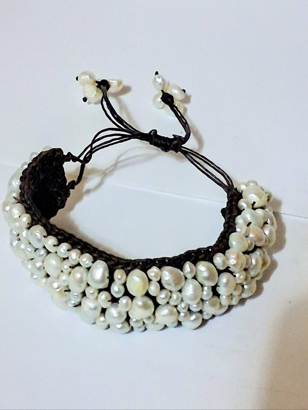 Mod Handmade Genuine White FW Pearl Hemp Stone Bracelet